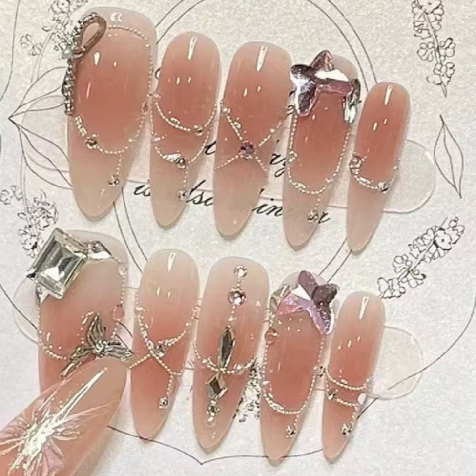 Pure Desire Swarovski Nail Art Heavy Craft High-end Chain Beads Pure Handmade Hot-selling Wearable Nail Stickers Detachable Style