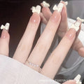 Wearable Nail Milk Yellow Bowknot Milk Huhu Nail Patch French Nail Patch Fake Nail Nail Patch Finished Nail Patch