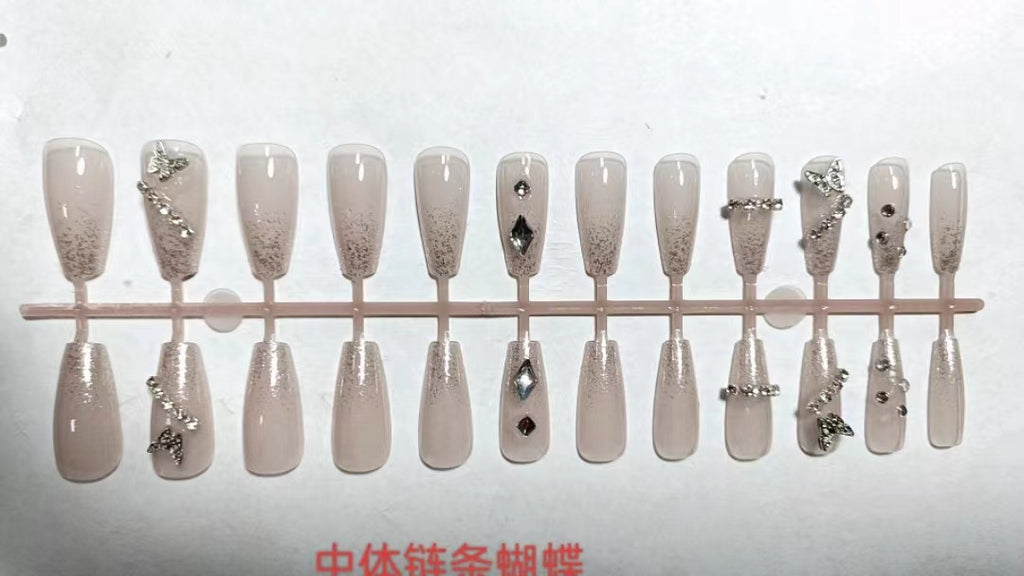 Hot Girl Trend Wearable Nails Long Ice Transparent Heart Shaped Sparkling Diamond High-end Nail Stickers Finished Nail Art Nail Tips Wholesale