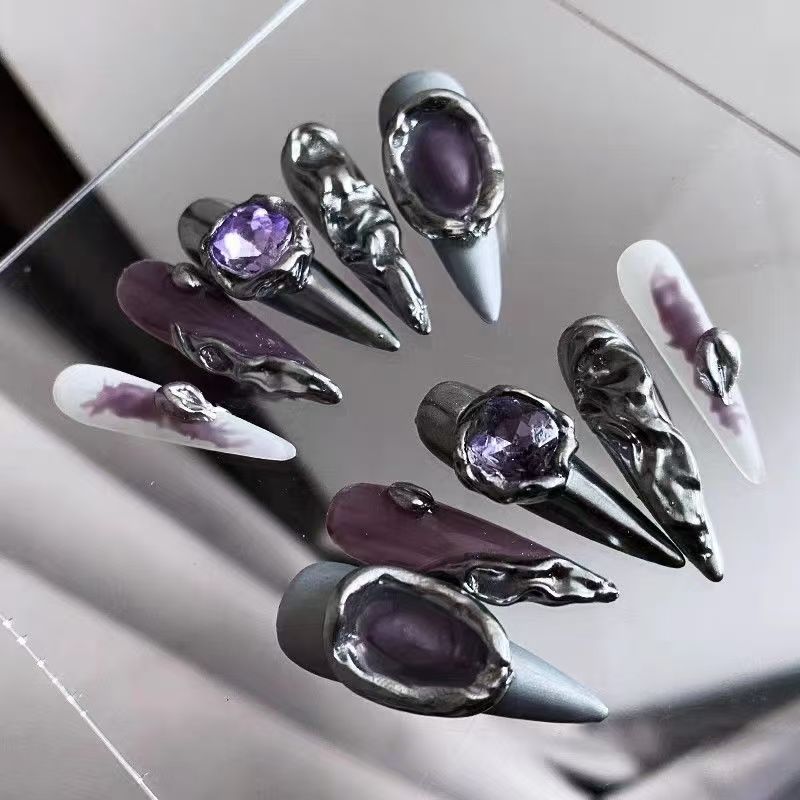 'Sweet-meets-Punk' Custom Nails: Original Y2K Baddie Press-on Nails | Handmade to Order