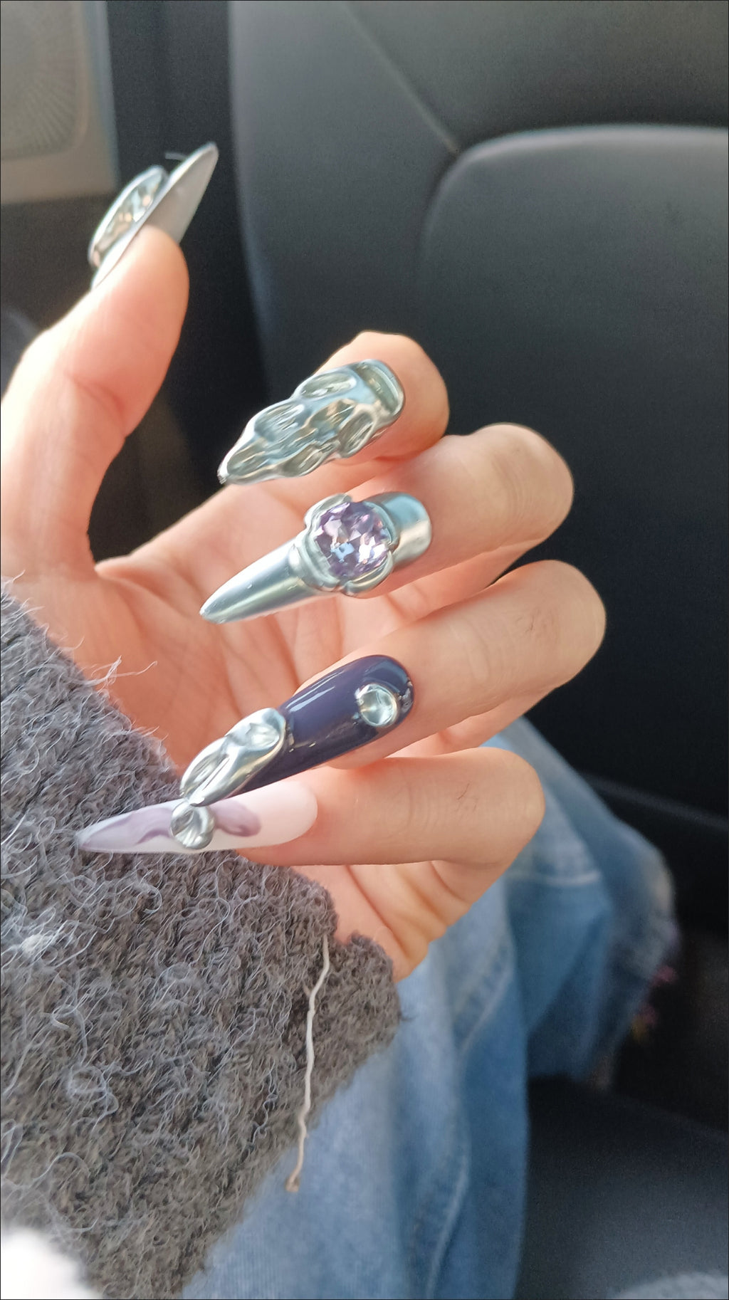 'Sweet-meets-Punk' Custom Nails: Original Y2K Baddie Press-on Nails | Handmade to Order