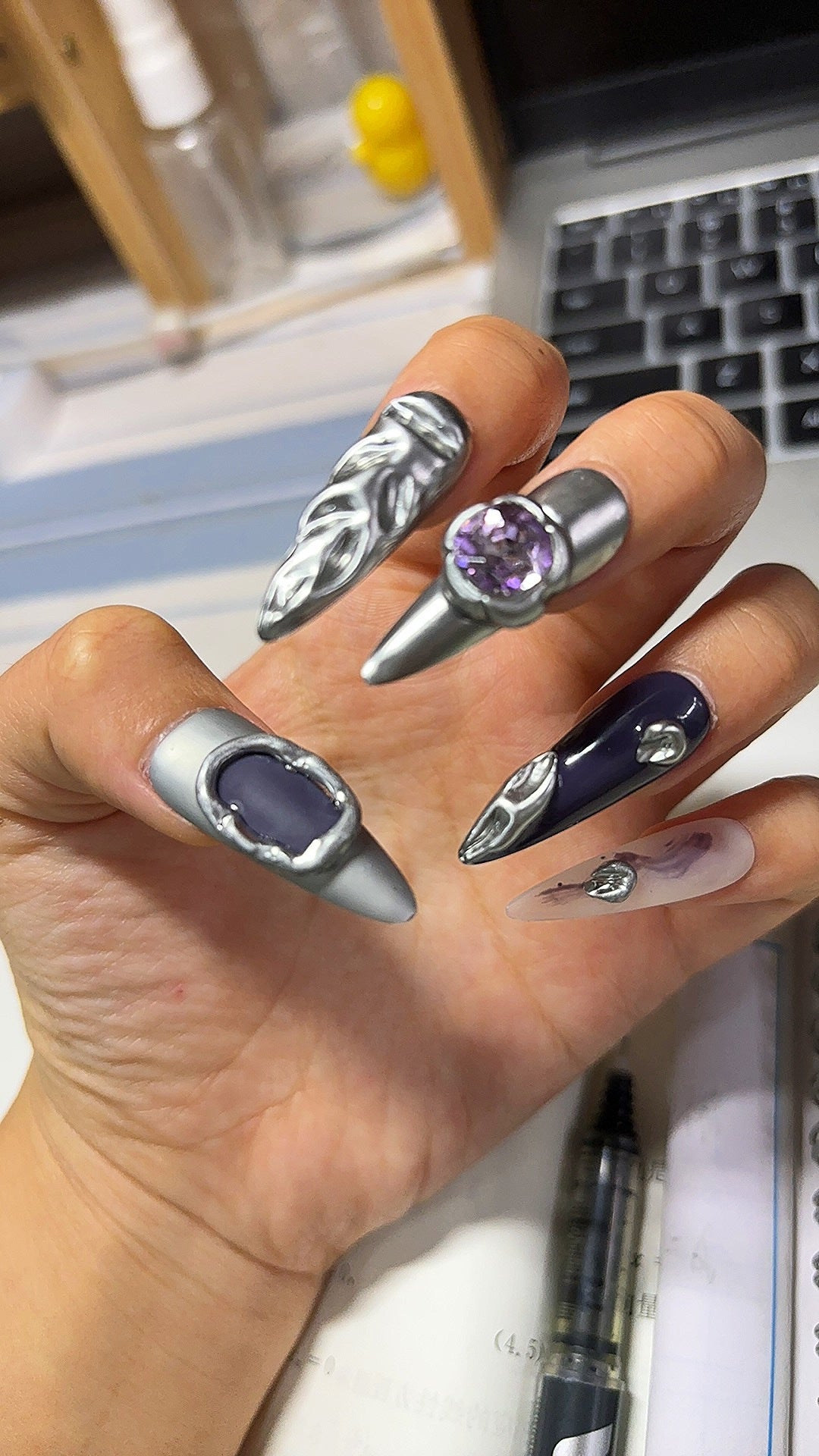 'Sweet-meets-Punk' Custom Nails: Original Y2K Baddie Press-on Nails | Handmade to Order