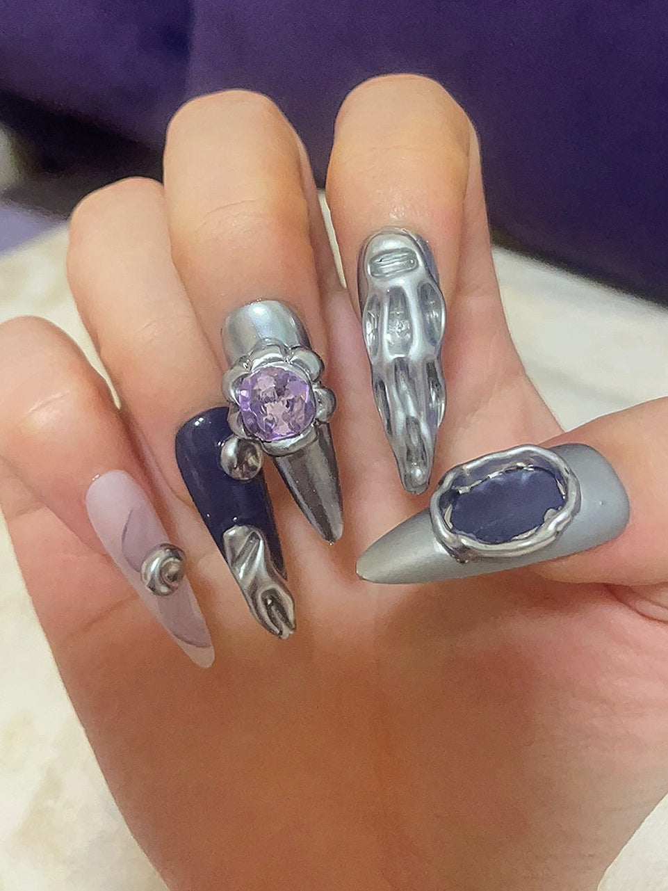 'Sweet-meets-Punk' Custom Nails: Original Y2K Baddie Press-on Nails | Handmade to Order