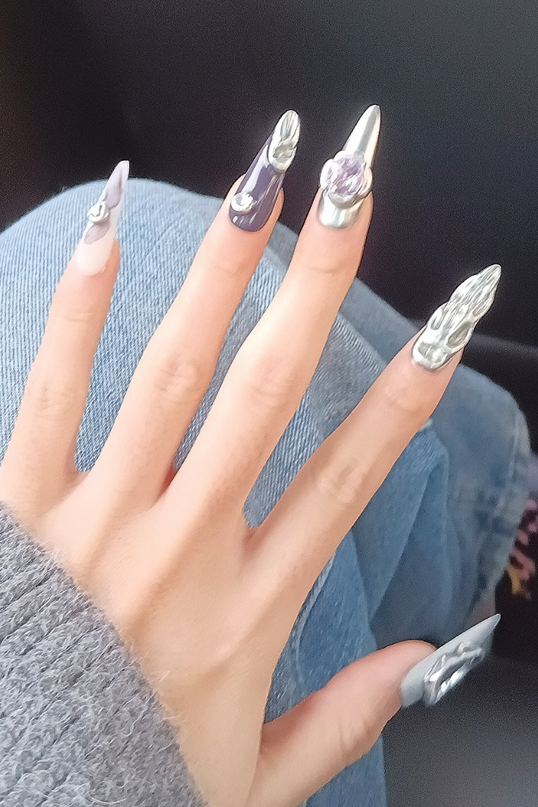 'Sweet-meets-Punk' Custom Nails: Original Y2K Baddie Press-on Nails | Handmade to Order