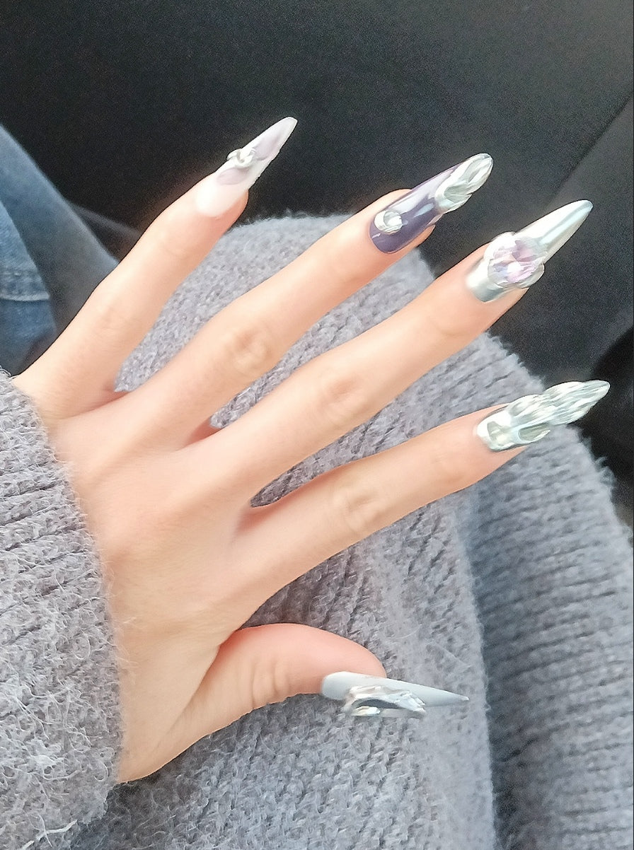 'Sweet-meets-Punk' Custom Nails: Original Y2K Baddie Press-on Nails | Handmade to Order