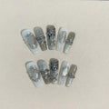 Butterfly Fantasy Mid-Length Handmade Wearable Nails Metallic Heavy Craft Brightening Finished Nail Art Detachable Autumn Winter