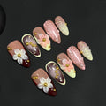 French Style Wearable Nails Cross-Border Sweet Camellia Nail Art Detachable Fake Nail Stickers Wearable Nail Tips European and American Wholesale