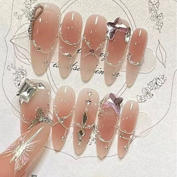 Pure Desire Swarovski Nail Art Heavy Craft High-end Chain Beads Pure Handmade Hot-selling Wearable Nail Stickers Detachable Style