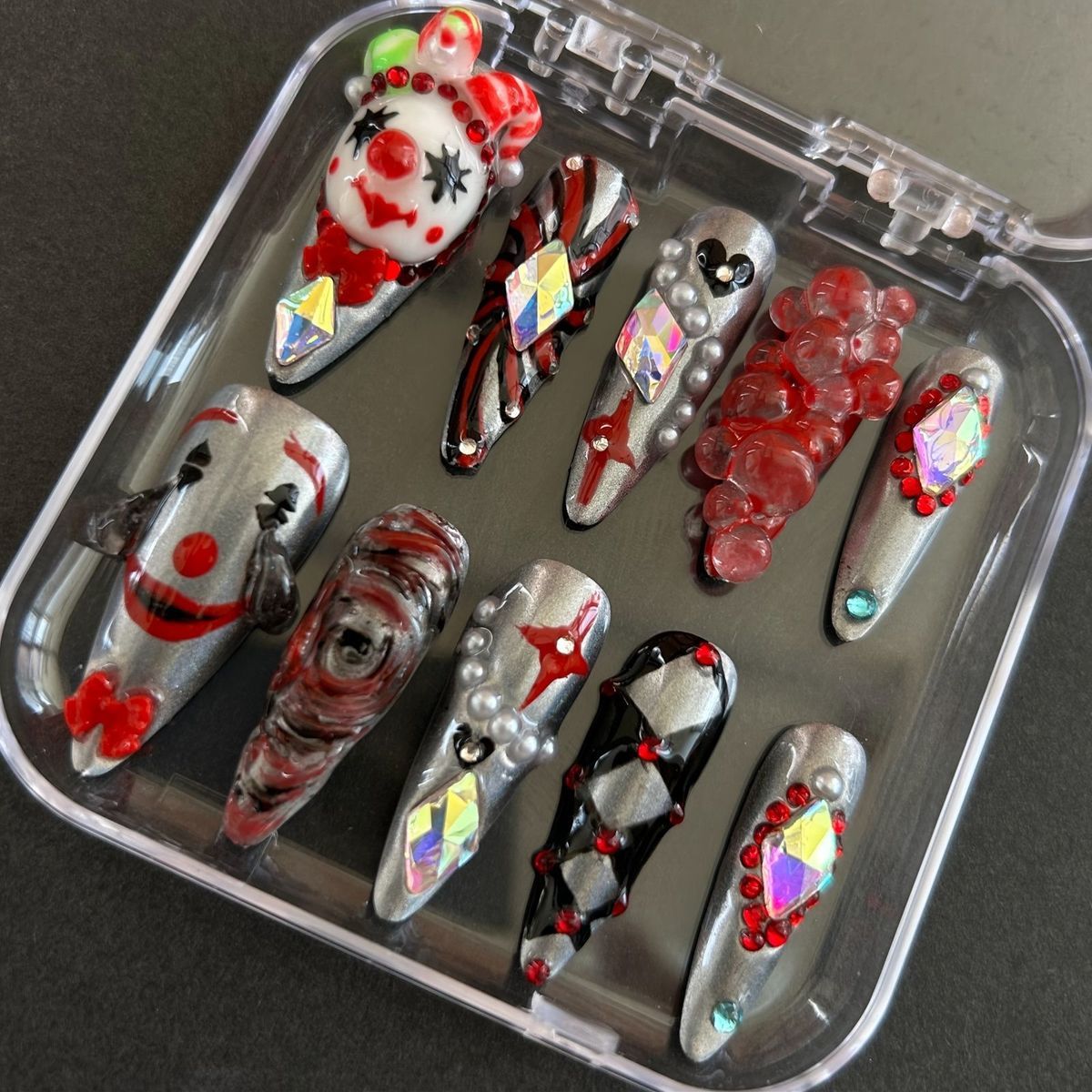 Edgy Baddie Gothic Nails: Handmade Metallic Embossed Press-ons for a Bold, Flattering Look