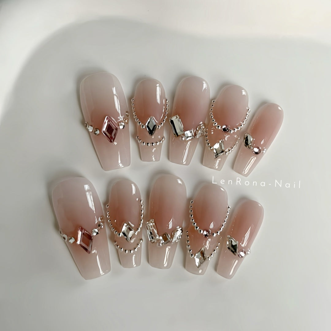 Pure Desire Swarovski Nail Art Heavy Craft High-end Chain Beads Pure Handmade Hot-selling Wearable Nail Stickers Detachable Style