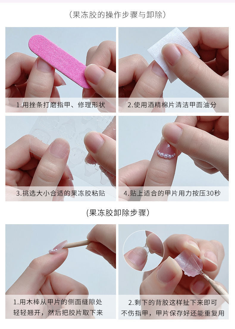 Foreign Trade Hot-Selling Cherry Blossom Flower Rhinestone Wearable Nails24Finished French Almond Nails European and American Wearable Nails Wholesale