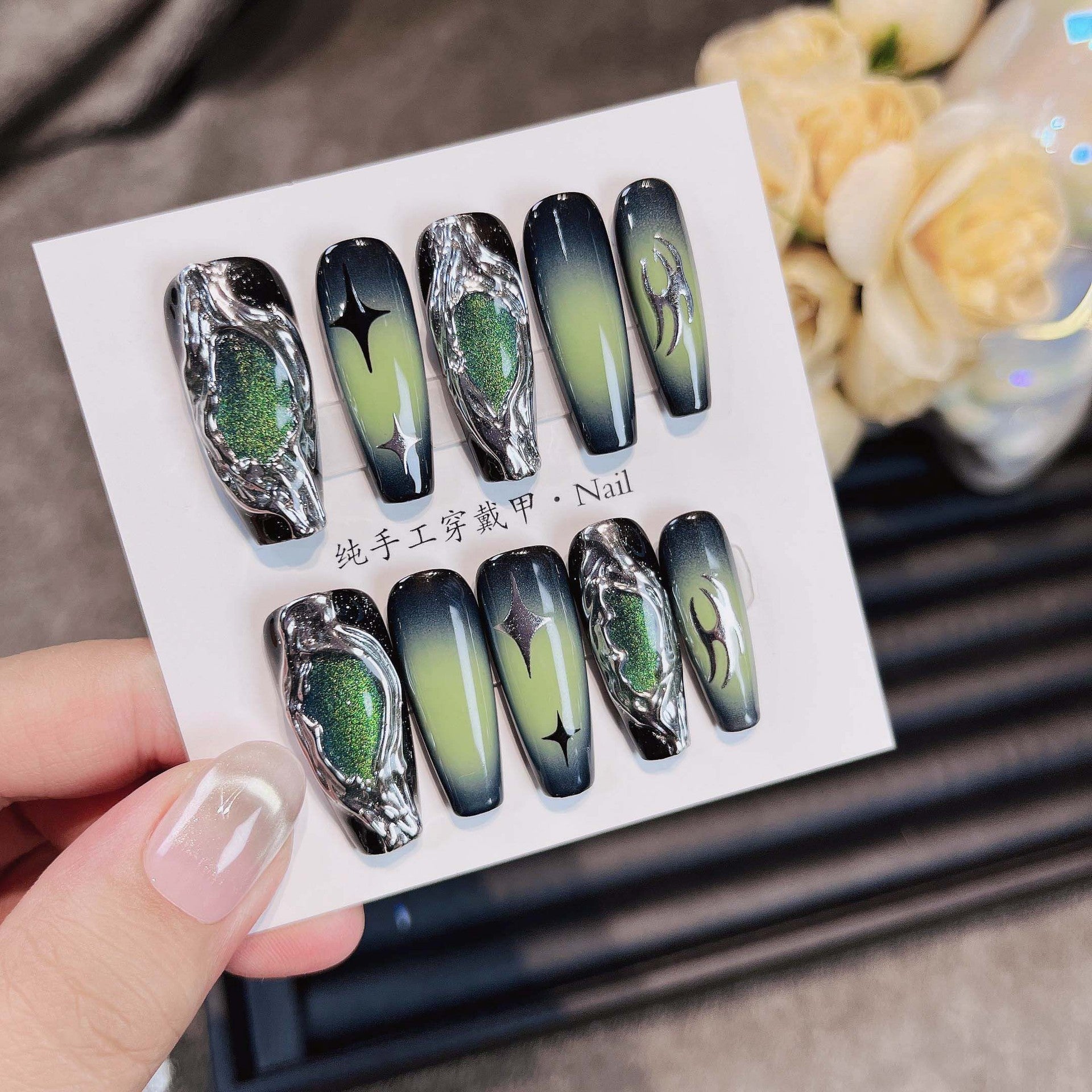 【War Plus29402】New Luxury High-End Nail Tips Niche ins Versatile and Exquisite Long Handmade Wearable Nails