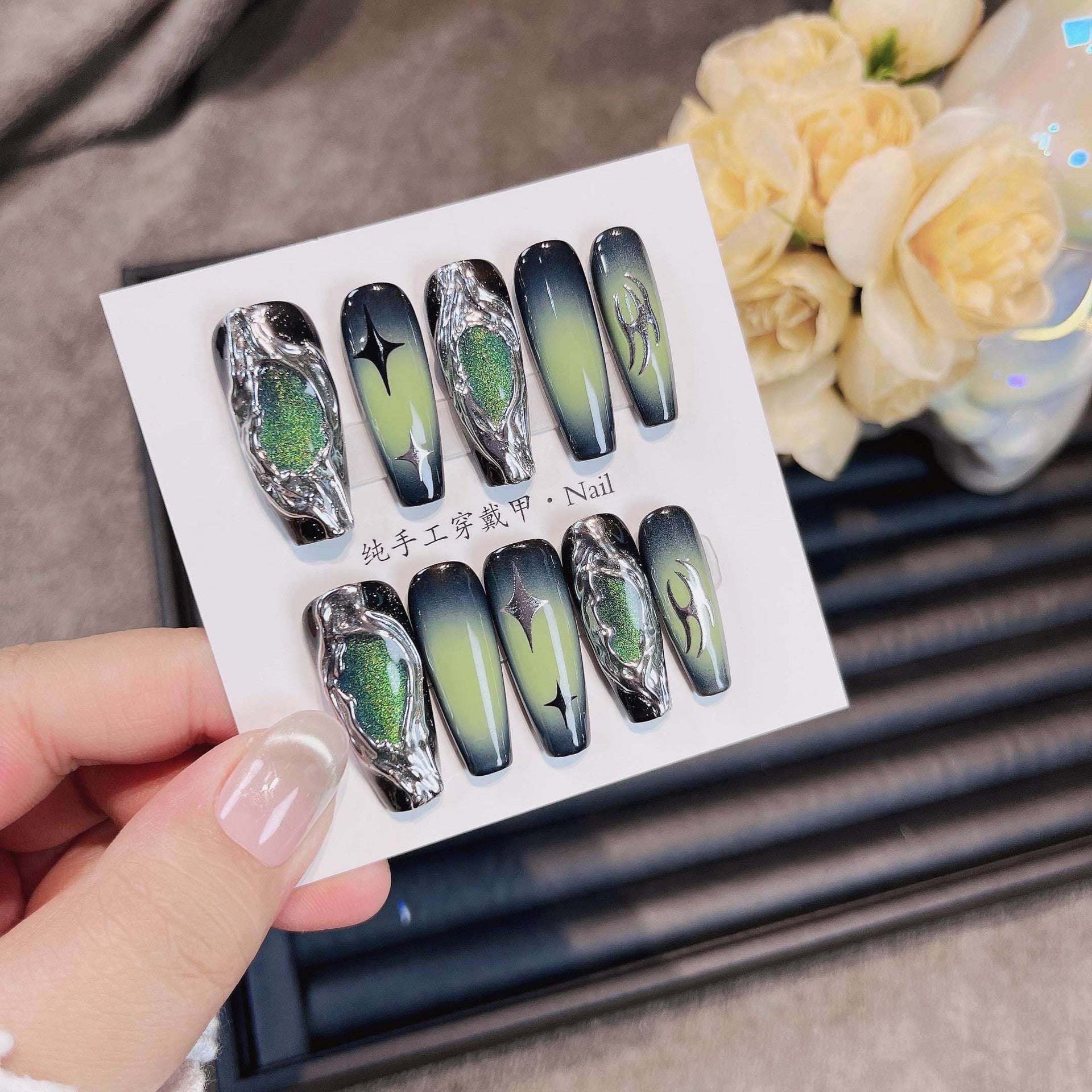 【War Plus29402】New Luxury High-End Nail Tips Niche ins Versatile and Exquisite Long Handmade Wearable Nails